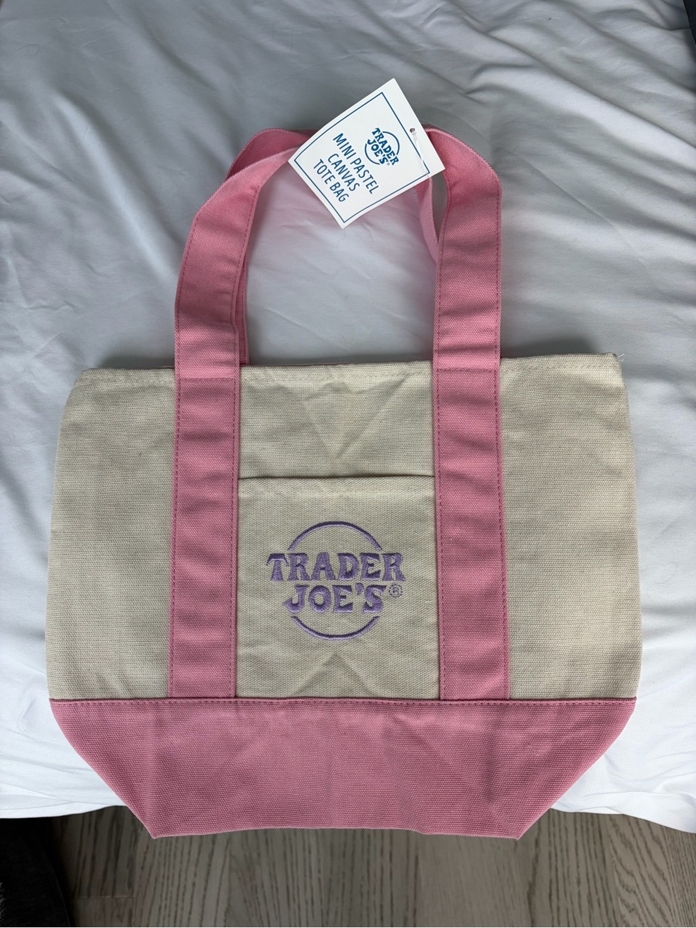 Trader Joe's Mini Pastel Canvas Tote Bag - Pink